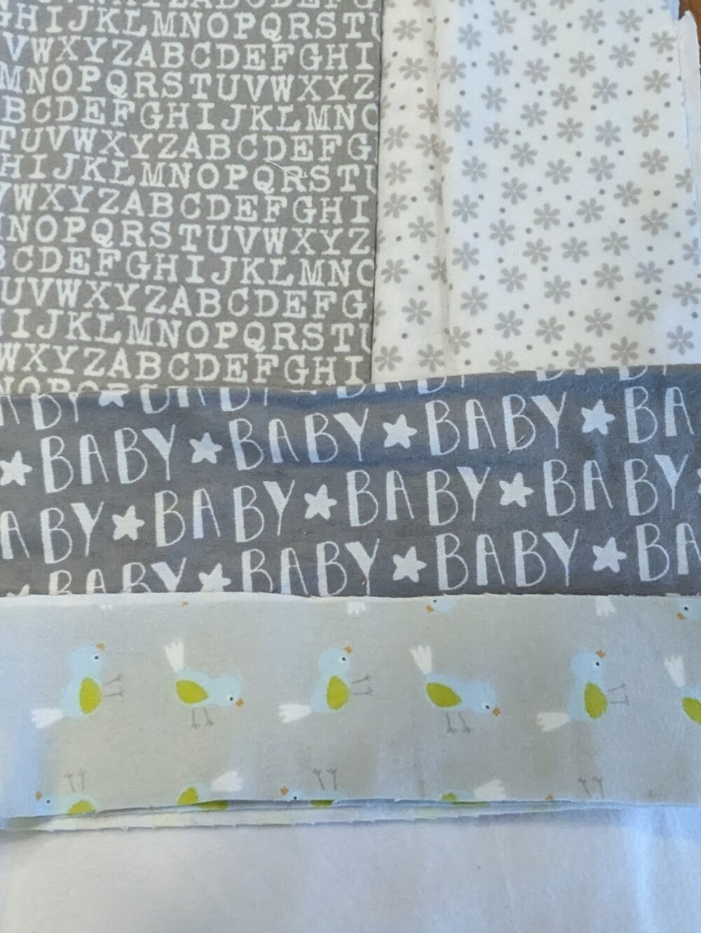Mixed Pack of Flannel Remnant Fabrics Color Coordinated for Children/Babies
